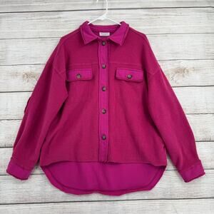 Shop Neighbor BOHO Button Down High Low Flannel Shirt Womens M/L Purple Fuschia